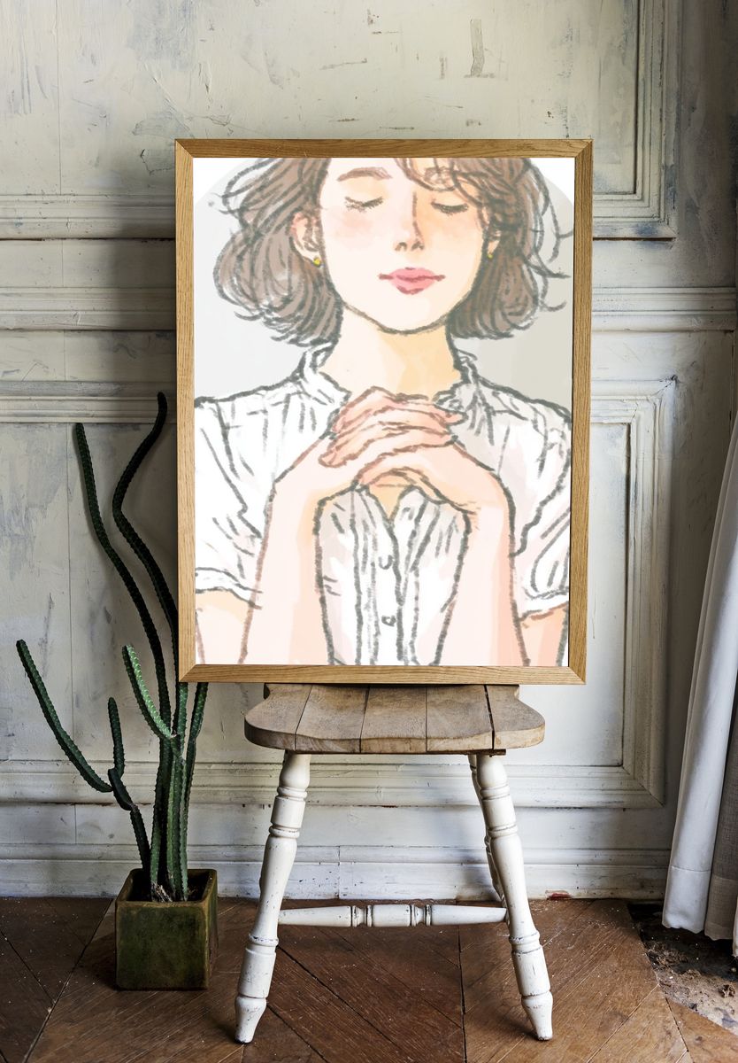 Serene Woman Portrait Print. room preview