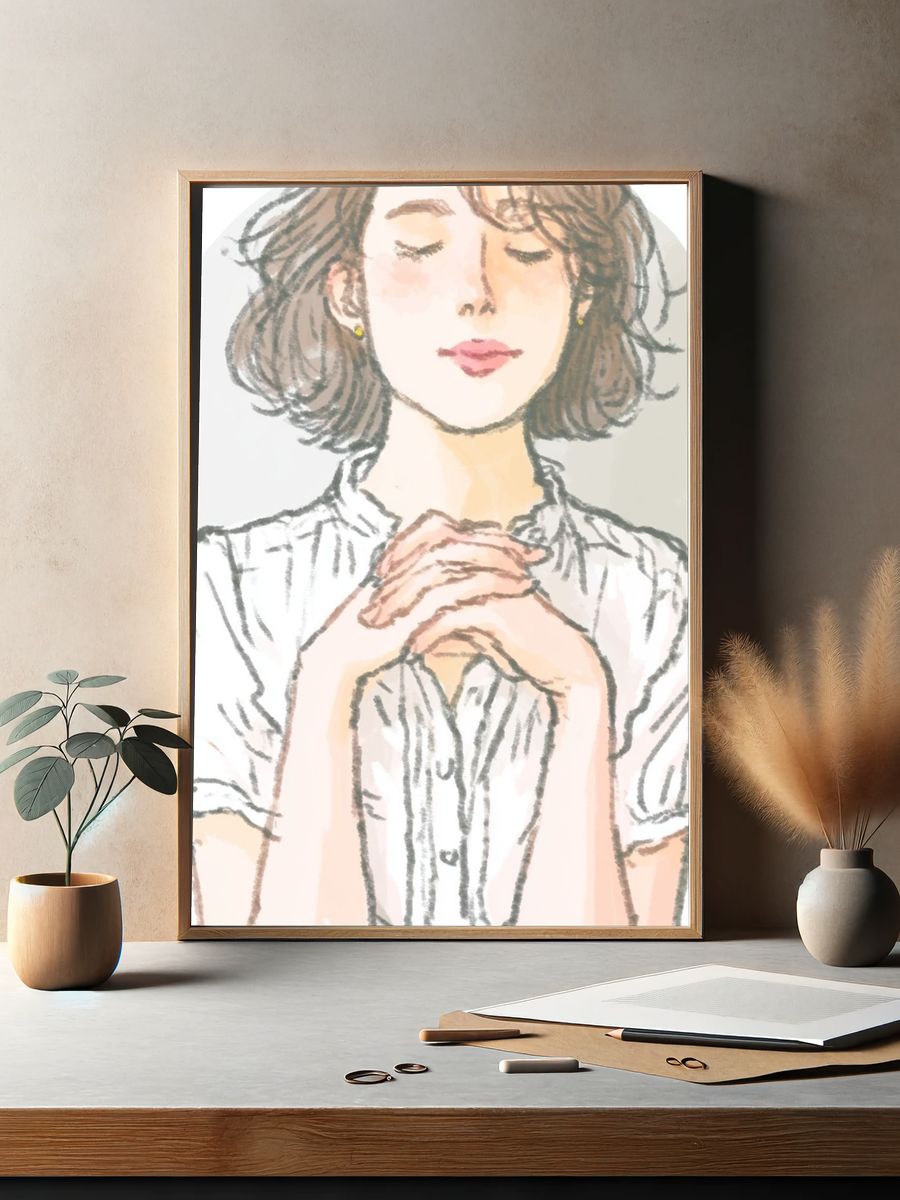 Serene Woman Portrait Print. — room view 2