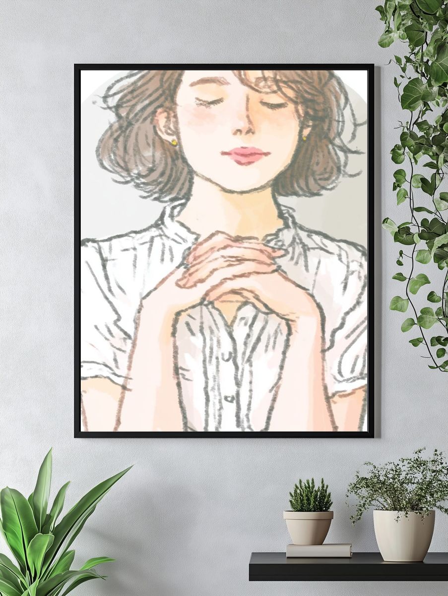 Serene Woman Portrait Print. — room view 4