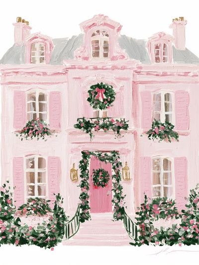 Pink Parisian Townhouse Illustration Poster. poster