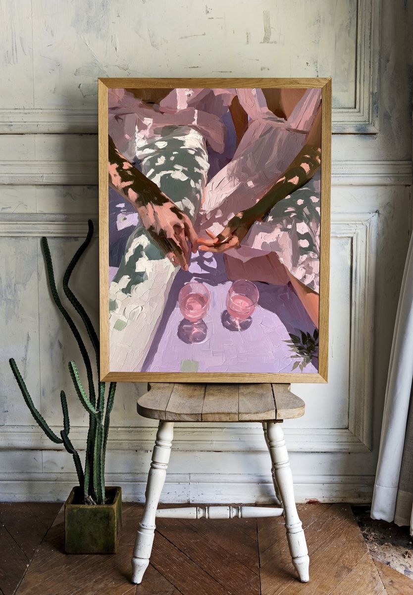 Picnic Hands in Lavender Light Print. room preview