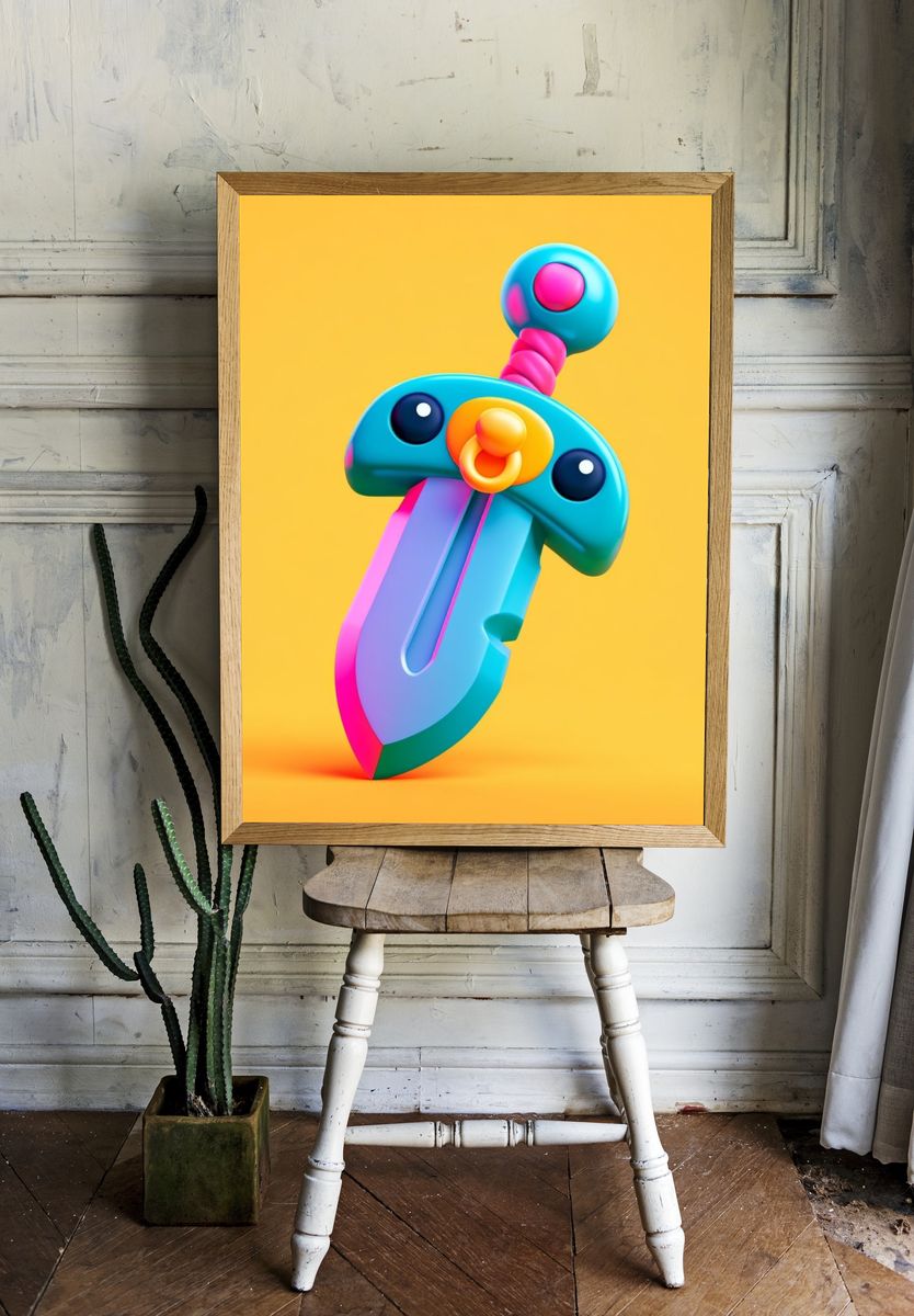 Colorful Toy Sword Illustration Poster. room preview