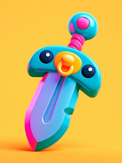 Colorful Toy Sword Illustration Poster.