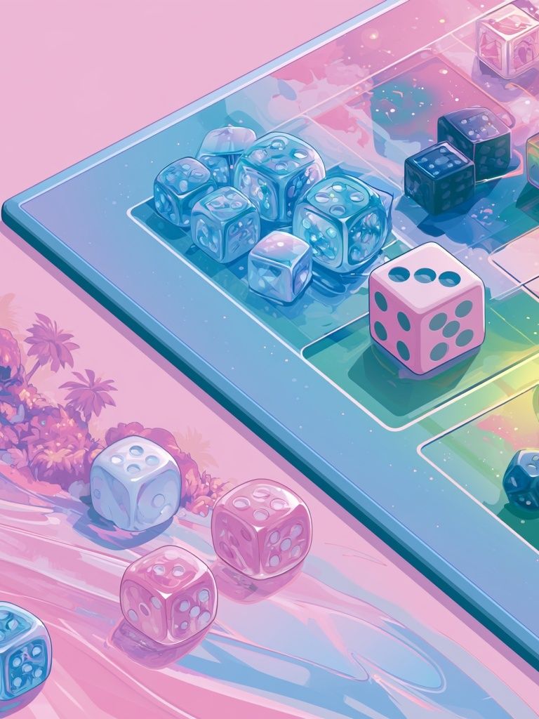 Pastel Dice Boardgame Illustration Poster. poster — illustration art