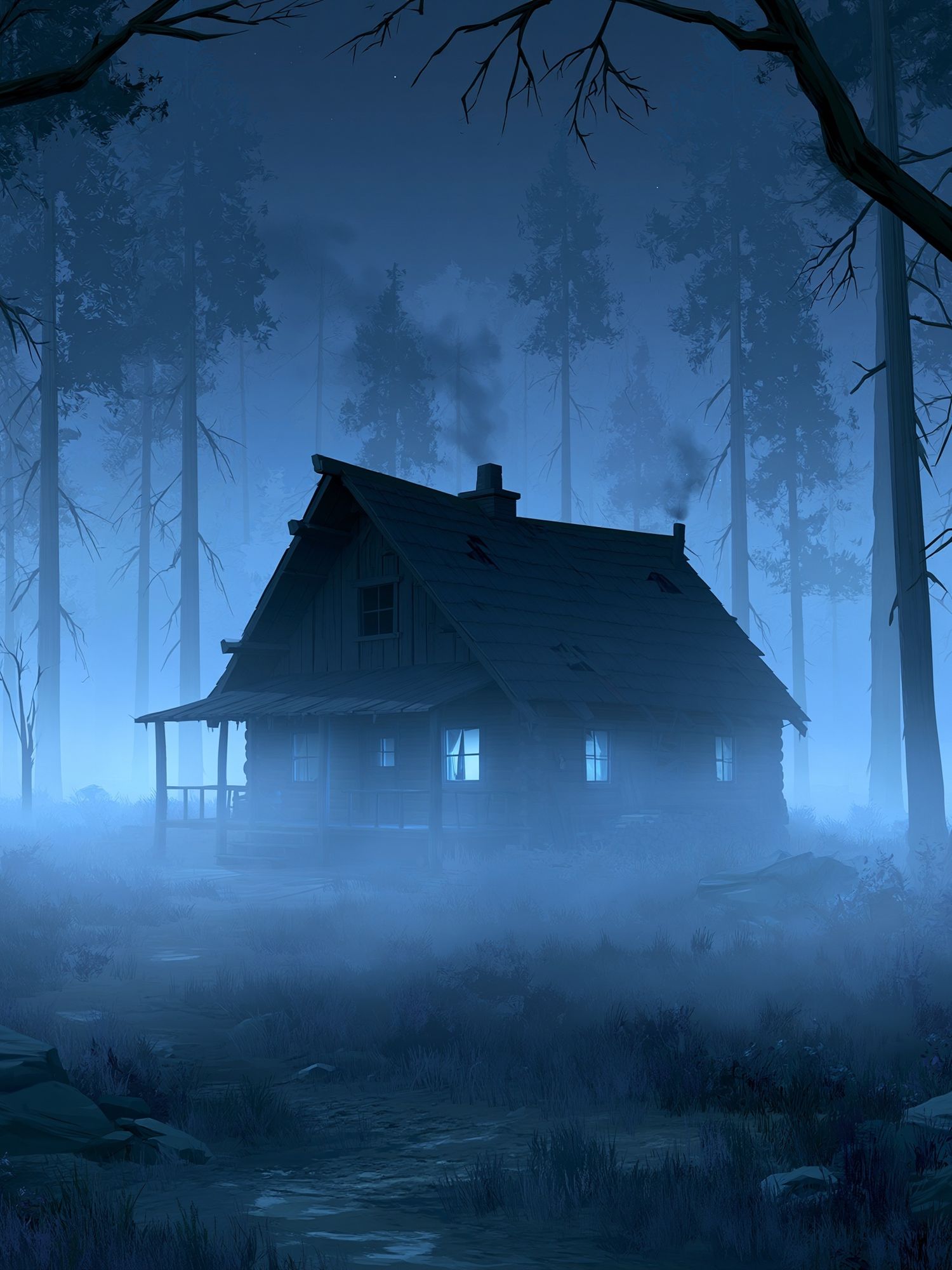 Misty Cabin in the Woods Poster. poster detail