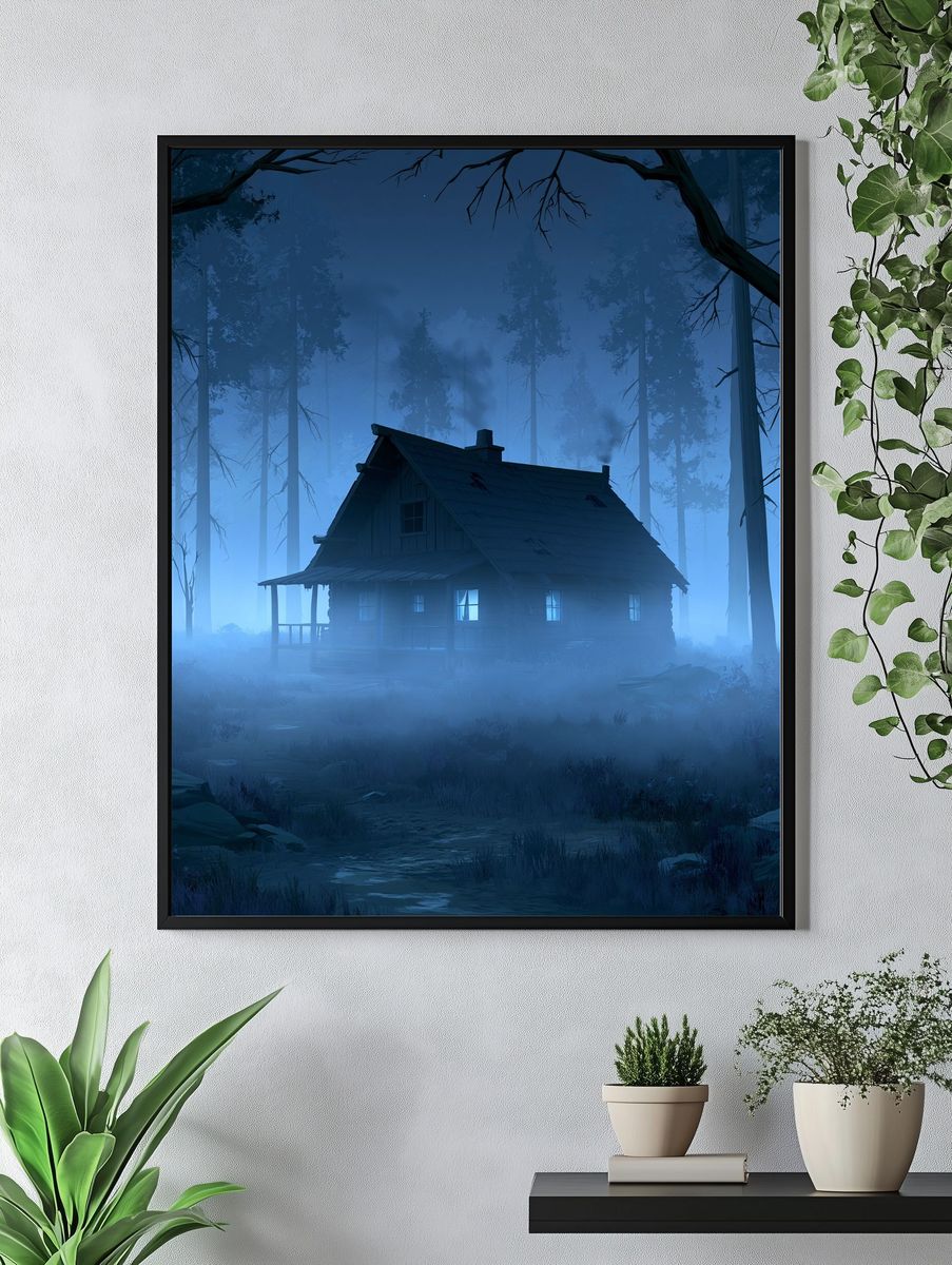 Misty Cabin in the Woods Poster. — room view 4