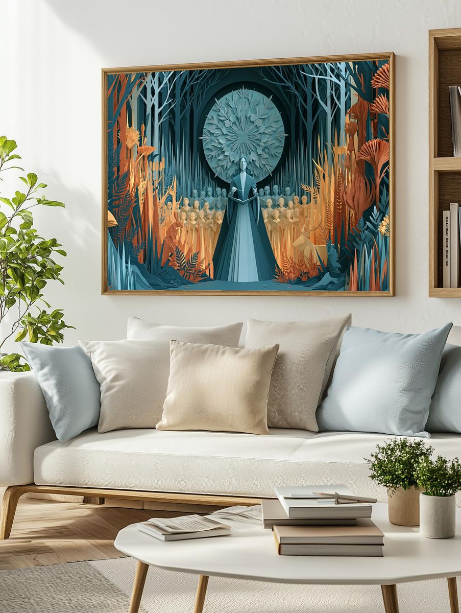 Paper Forest Ritual Illustration Poster. — room view 2