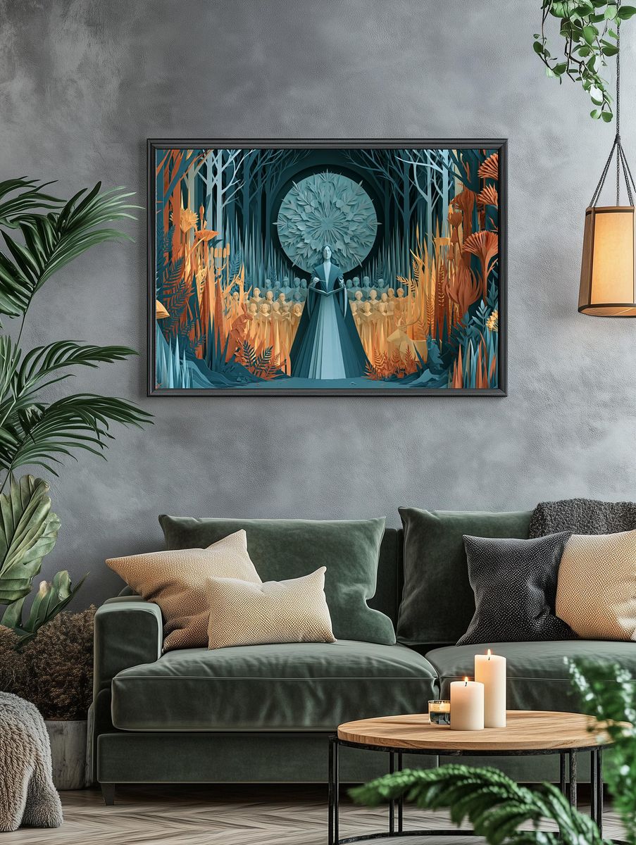 Paper Forest Ritual Illustration Poster. — room view 4
