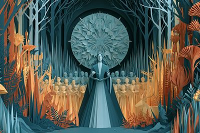 Paper Forest Ritual Illustration Poster. poster