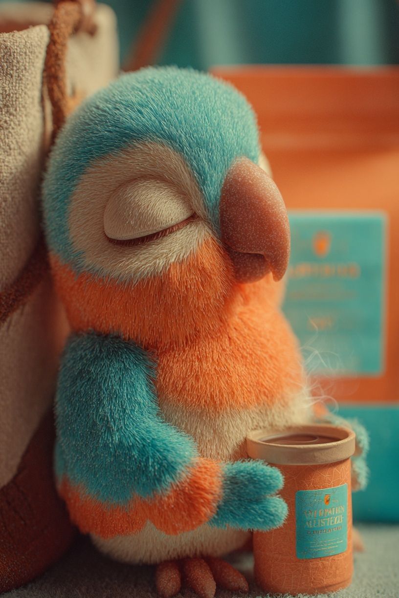 Sleeping Parrot Illustration Poster. poster detail