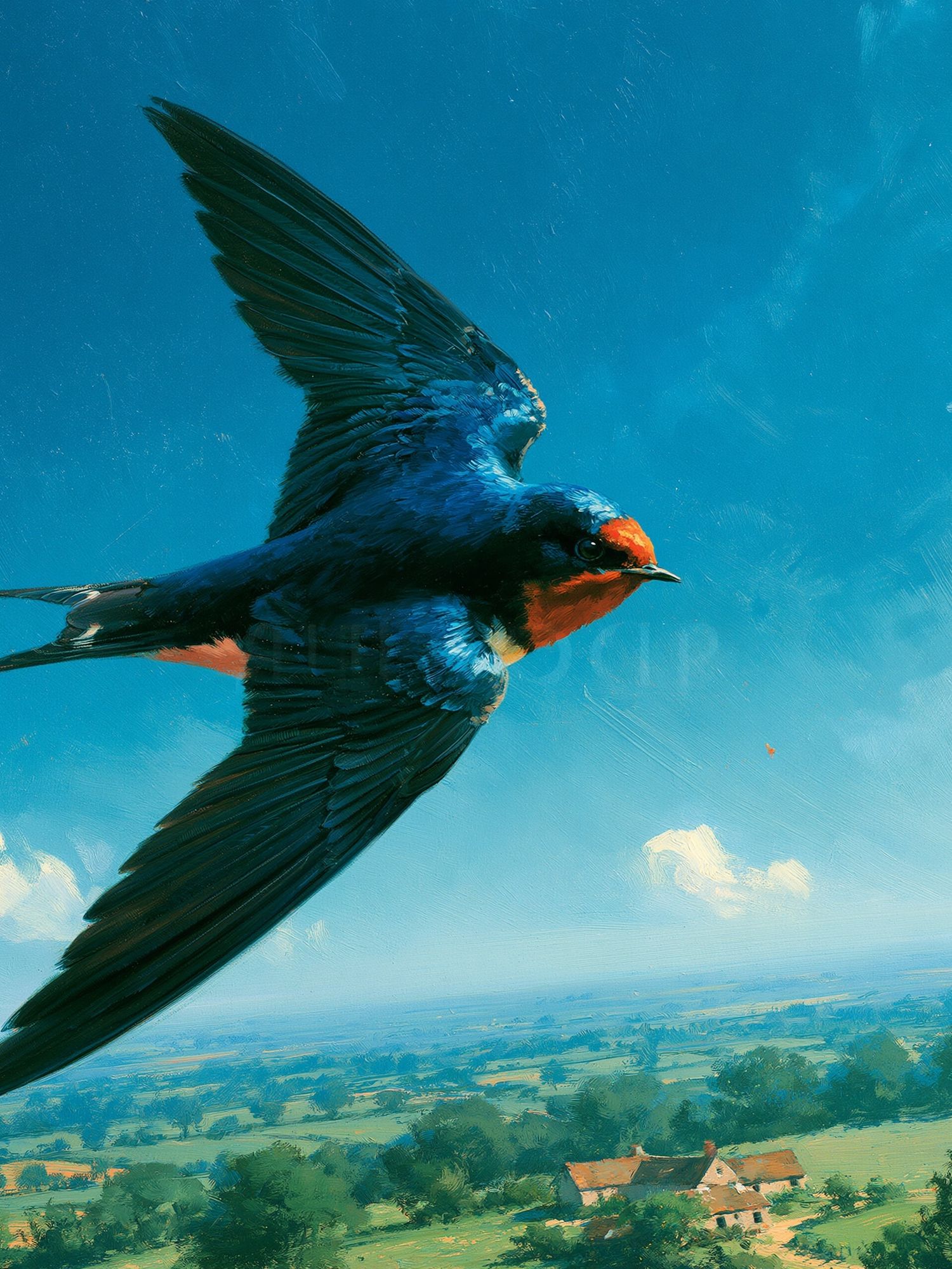 Swallow in Flight Illustration Poster. poster detail