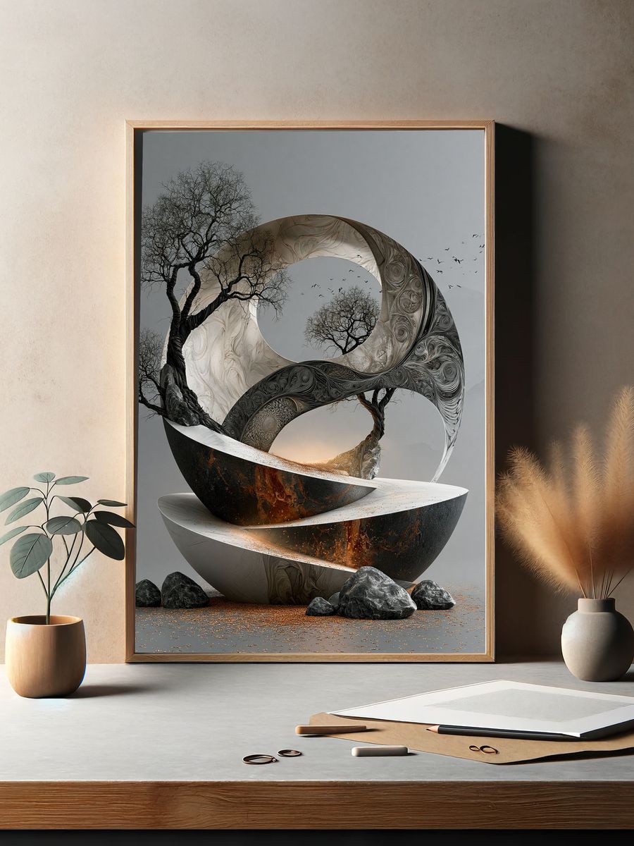Surreal Tree Orbital Sculpture Print. — room view 2