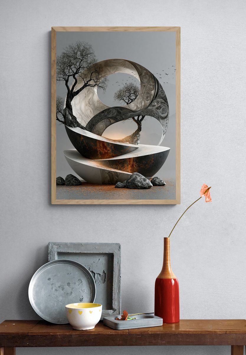Surreal Tree Orbital Sculpture Print. — room view 3