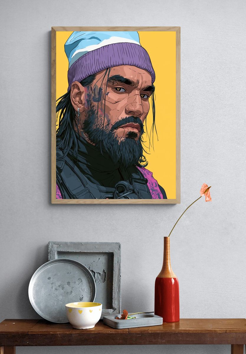Cyberpunk Portrait Illustration Poster. — room view 3