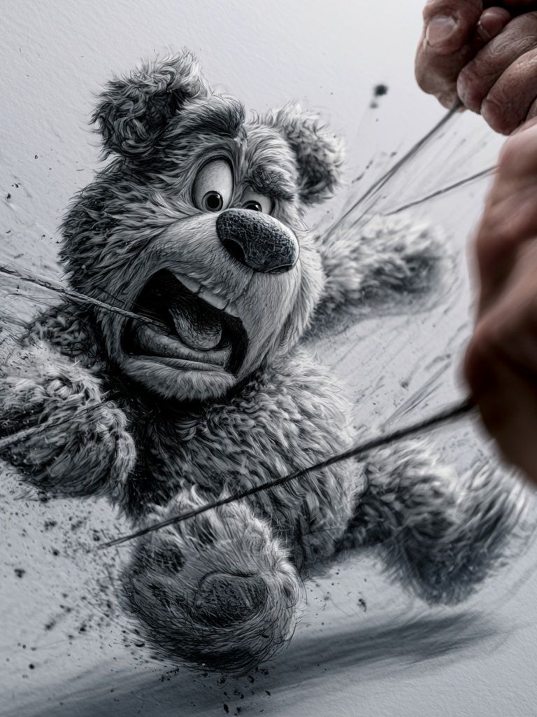 Bear Sketch Attack Poster. poster detail