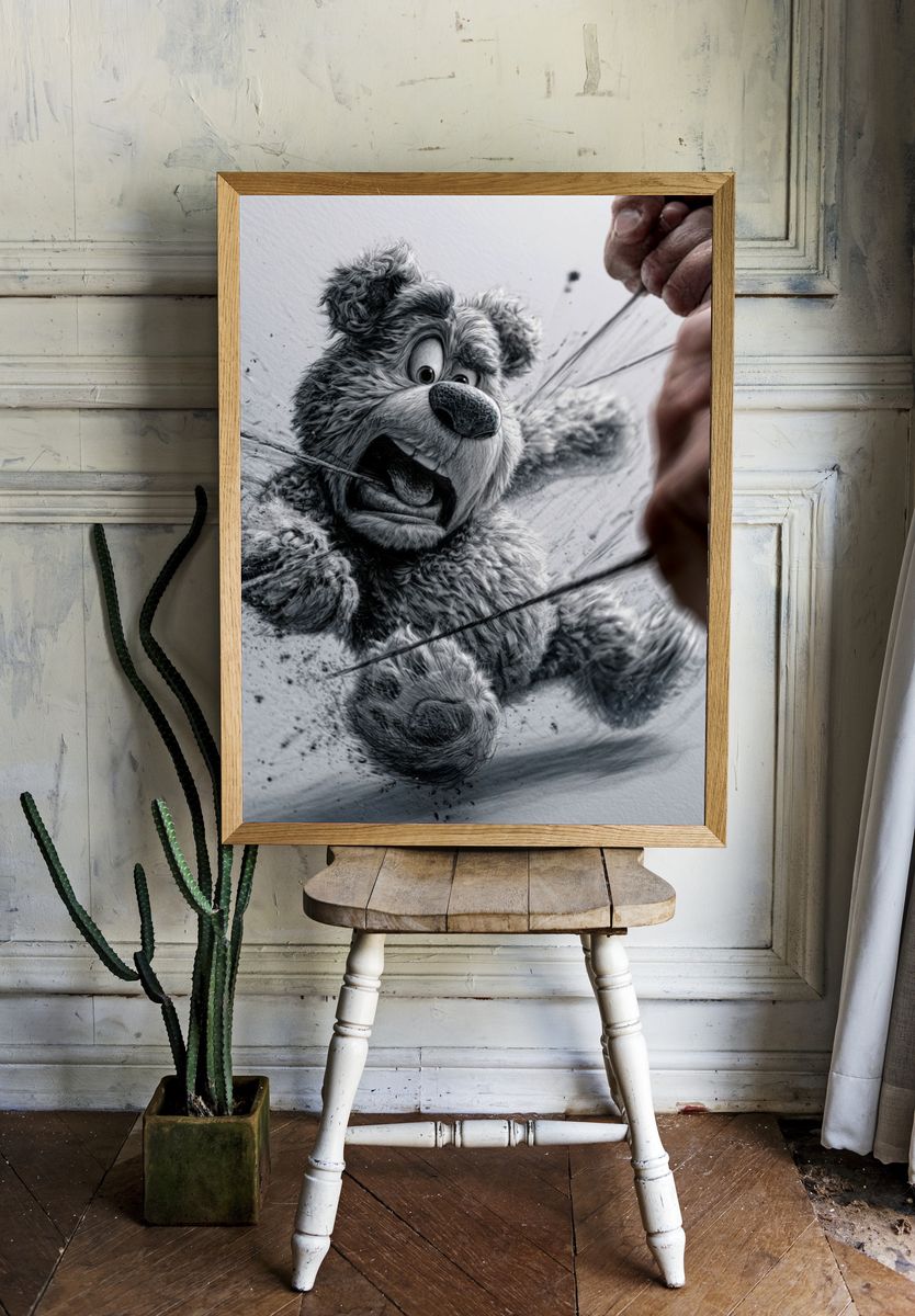 Bear Sketch Attack Poster. room preview