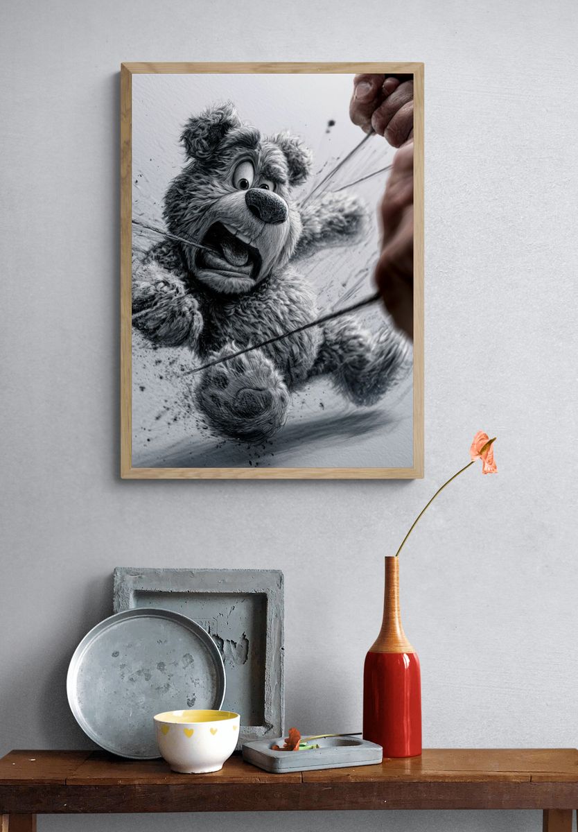 Bear Sketch Attack Poster. — room view 3