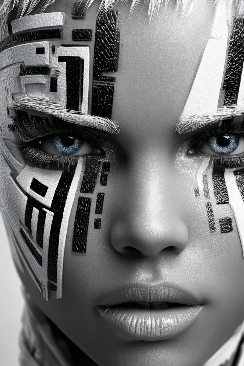 Cybernetic Portrait Illustration Poster. poster detail