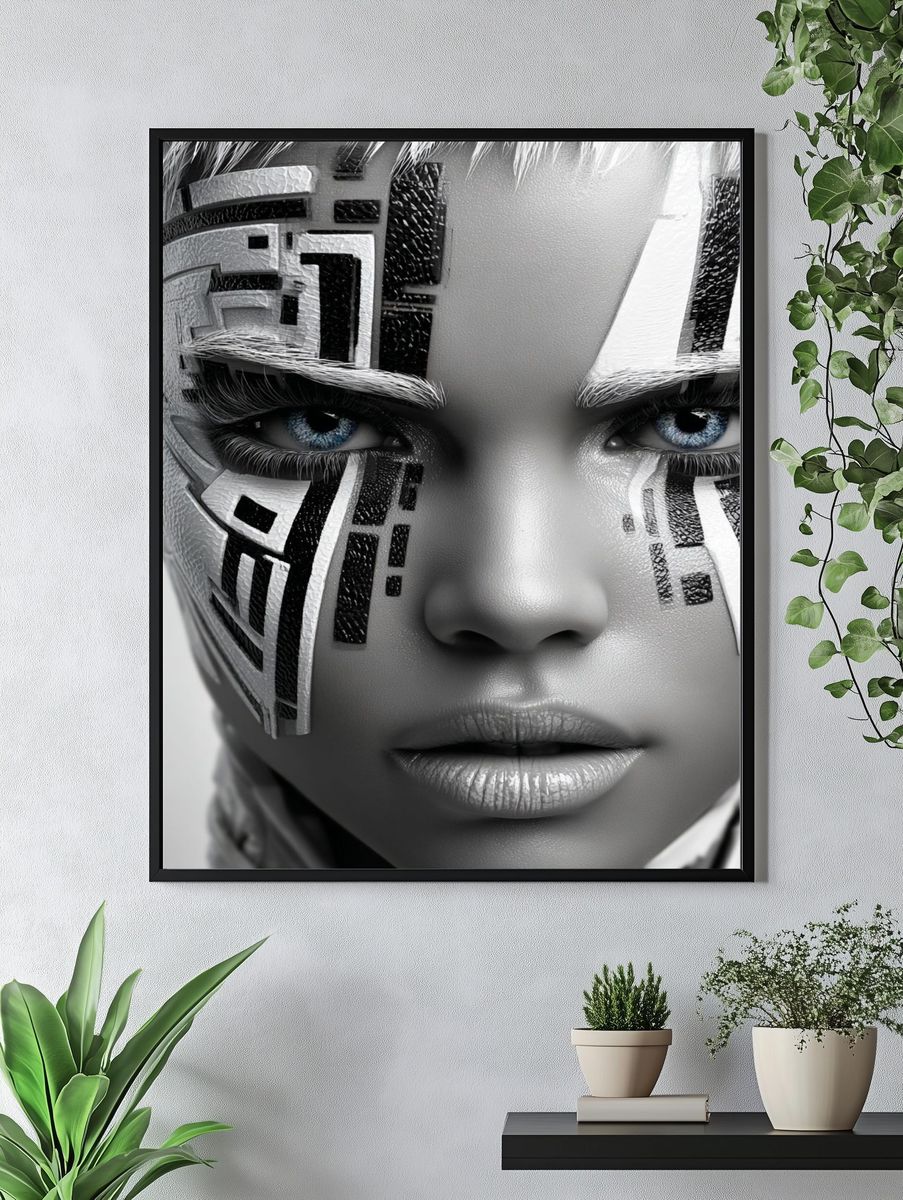 Cybernetic Portrait Illustration Poster. — room view 4