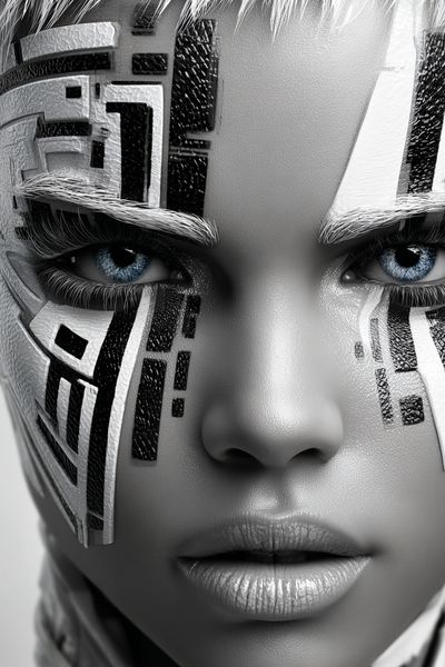 Cybernetic Portrait Illustration Poster.