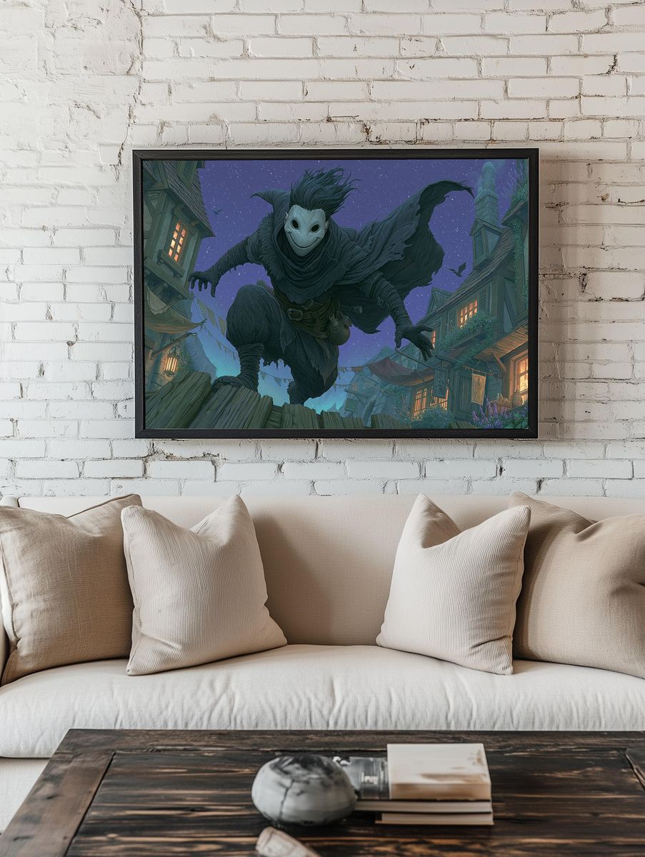 Masked Forest Stalker Illustration Poster. room preview