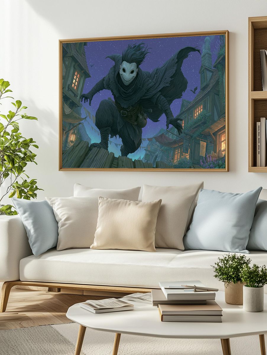 Masked Forest Stalker Illustration Poster. — room view 2