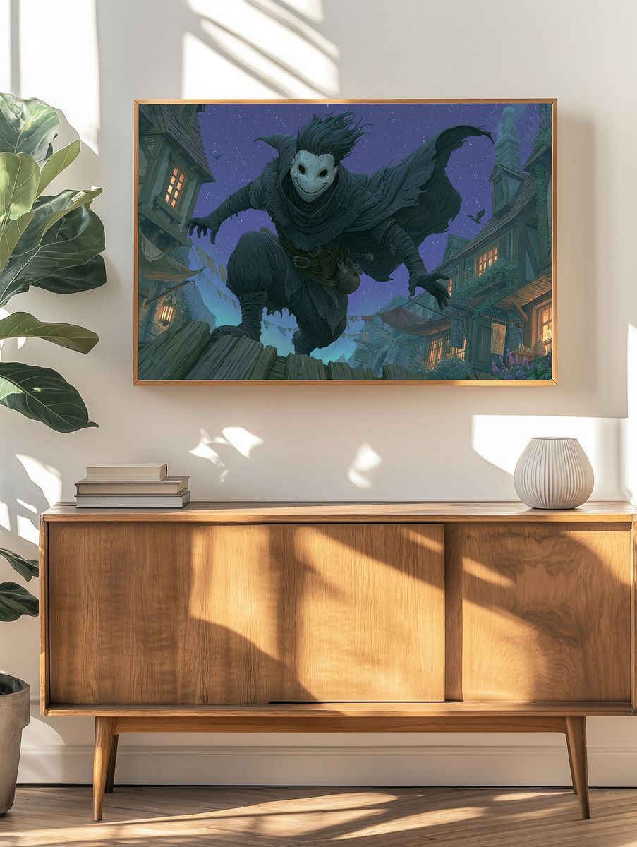 Masked Forest Stalker Illustration Poster. — room view 3