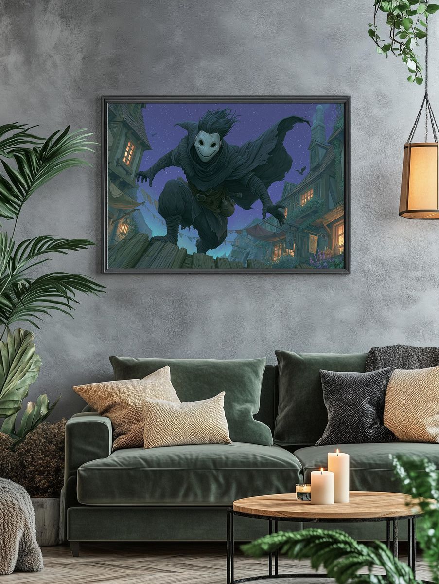 Masked Forest Stalker Illustration Poster. — room view 4
