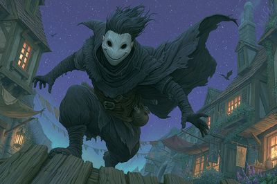 Masked Forest Stalker Illustration Poster.