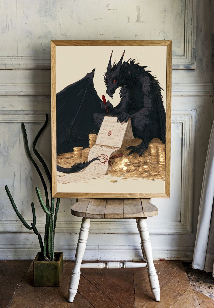 Dragon Ledger Illustration Poster. room preview