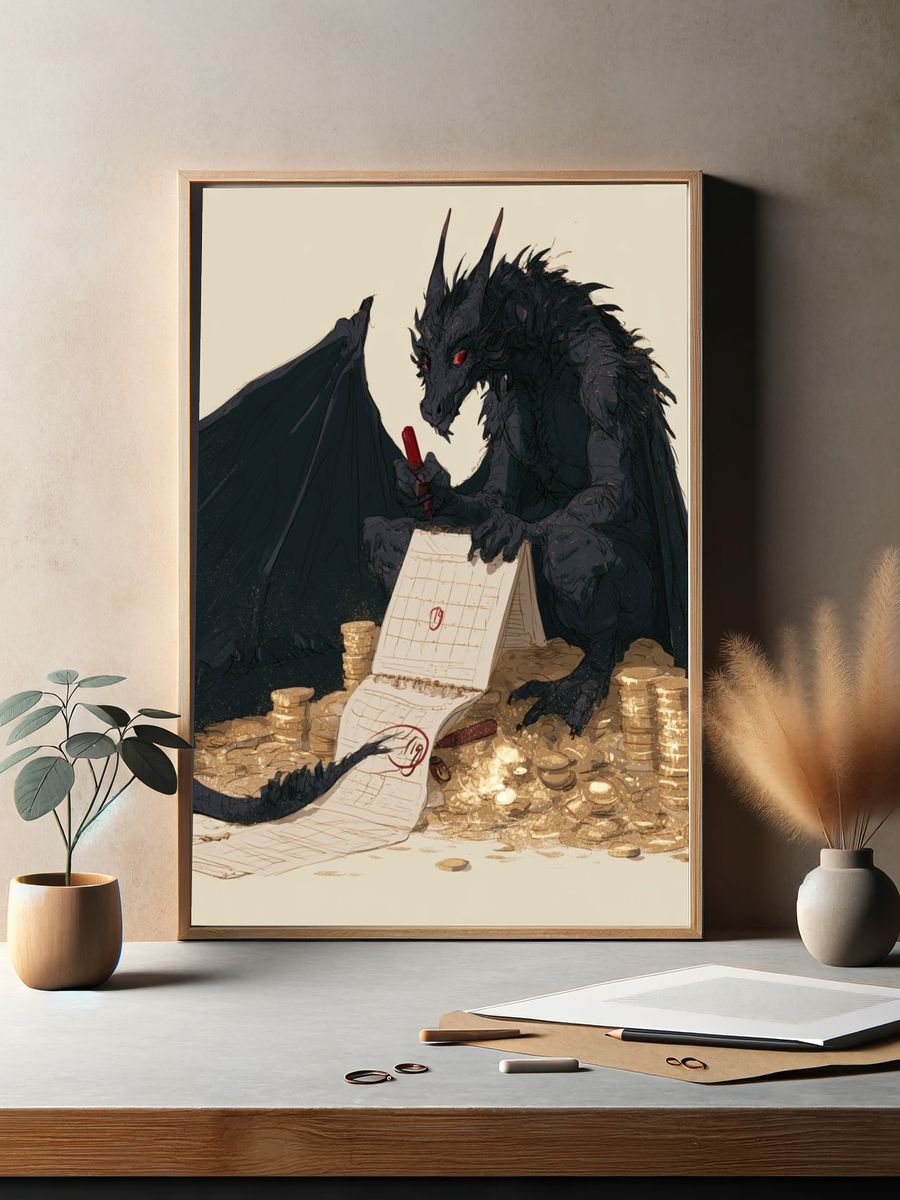 Dragon Ledger Illustration Poster. — room view 2