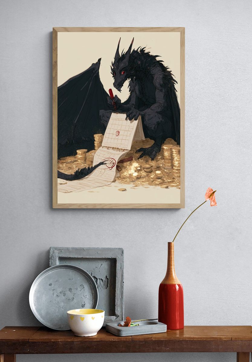 Dragon Ledger Illustration Poster. — room view 3