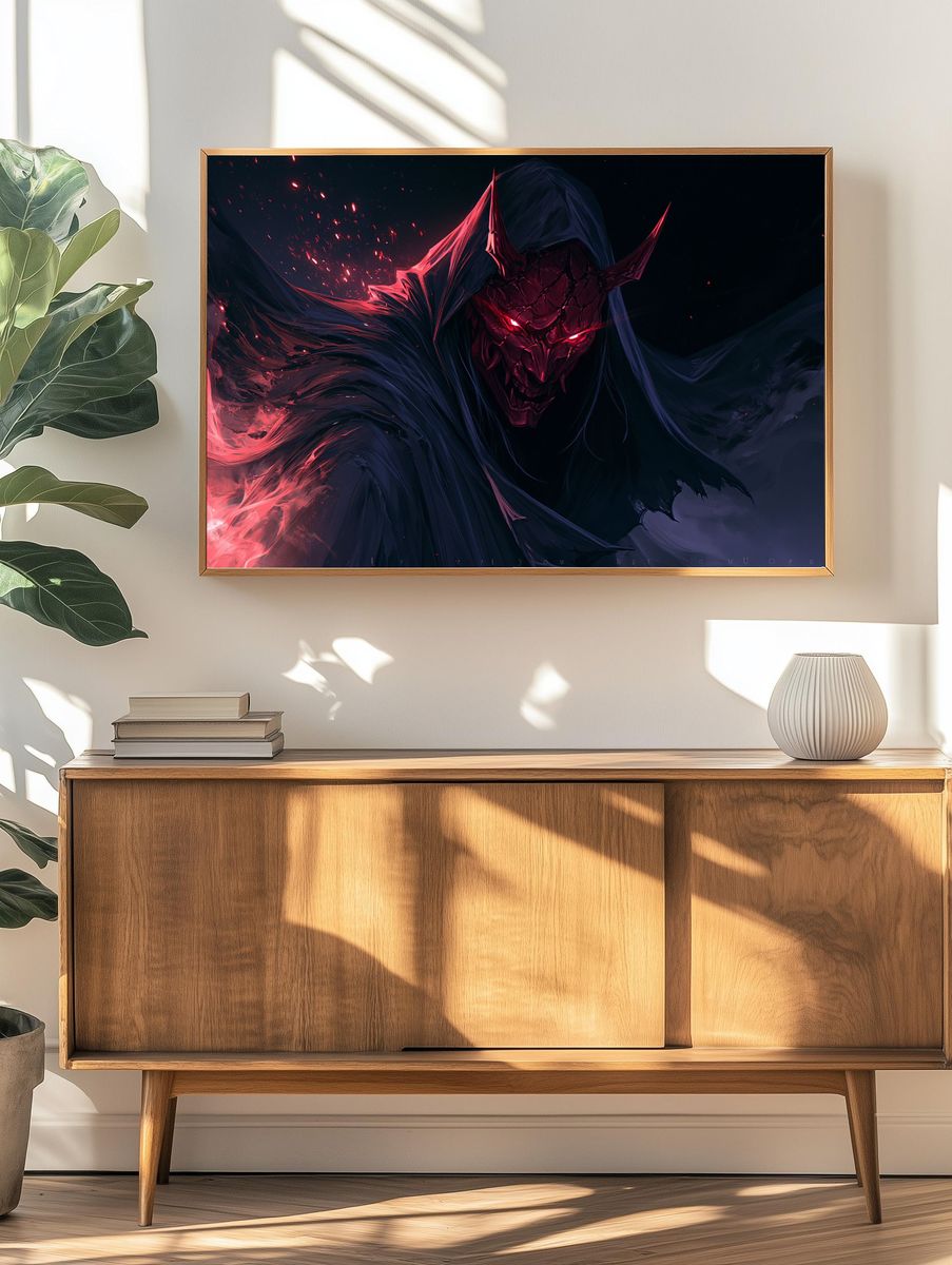 Demonic Shadow Warrior Illustration Poster. — room view 3