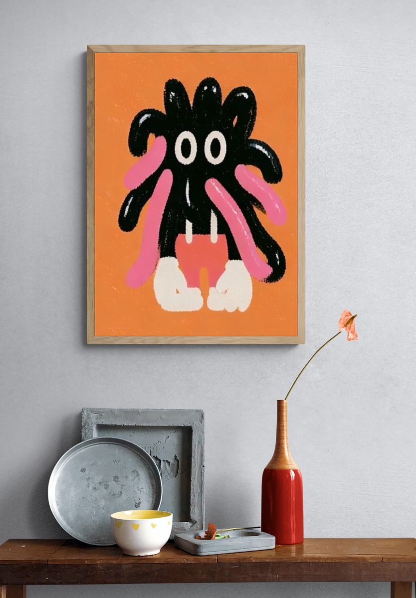 Playful Monster Illustration Poster. — room view 3