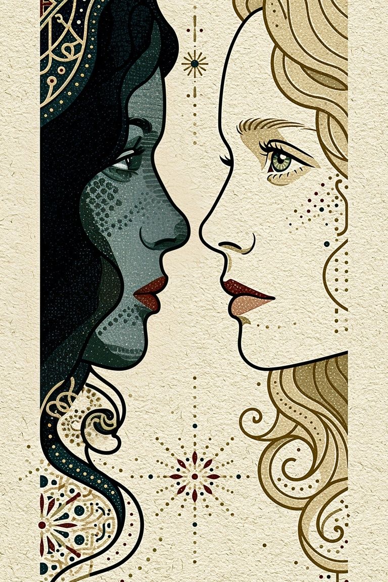 Art Nouveau Faces Poster. poster — illustration art