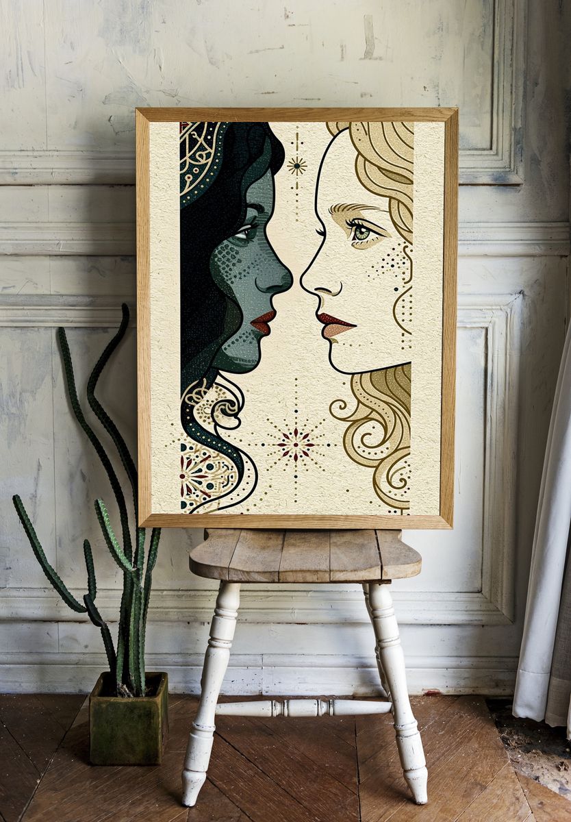 Art Nouveau Faces Poster. room preview
