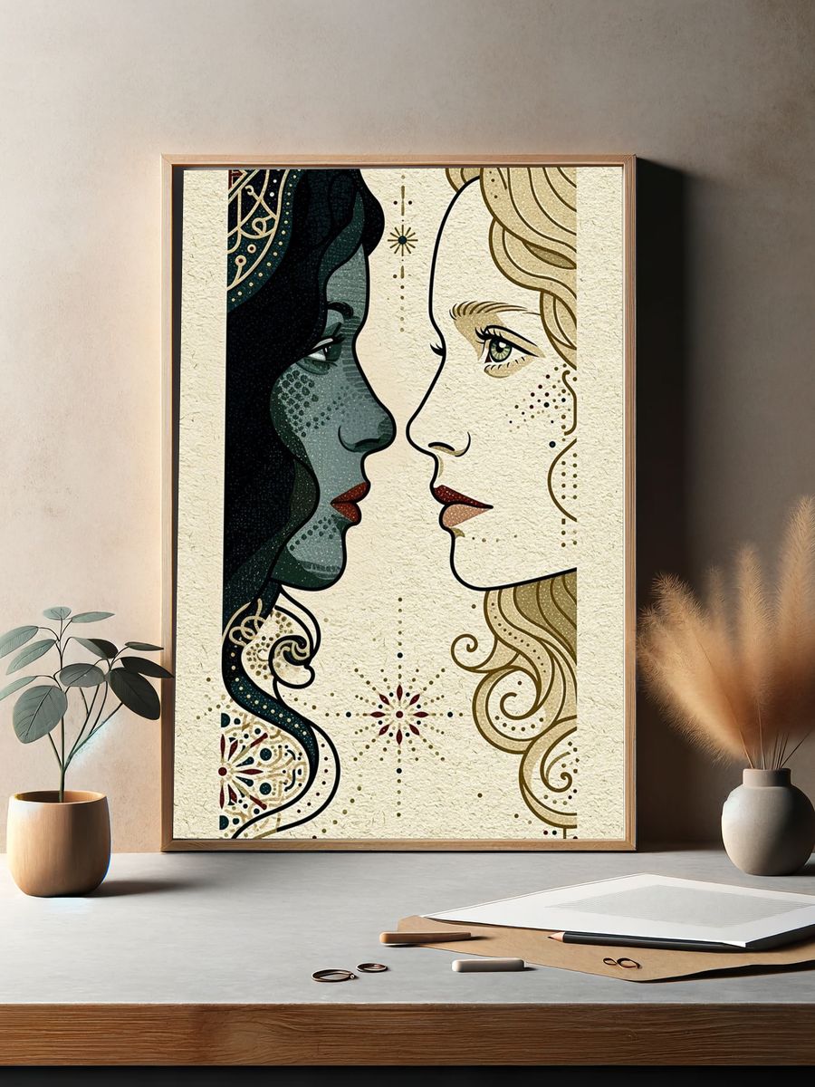 Art Nouveau Faces Poster. — room view 2