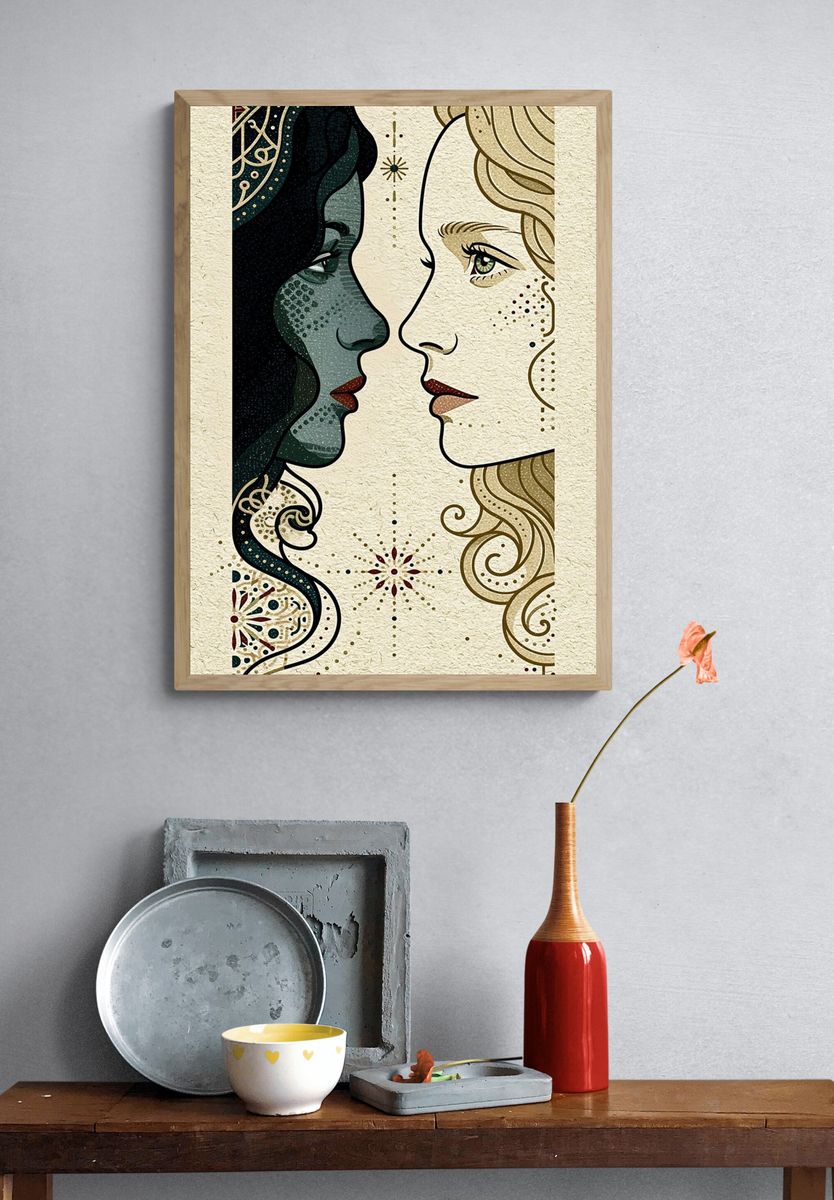Art Nouveau Faces Poster. — room view 3