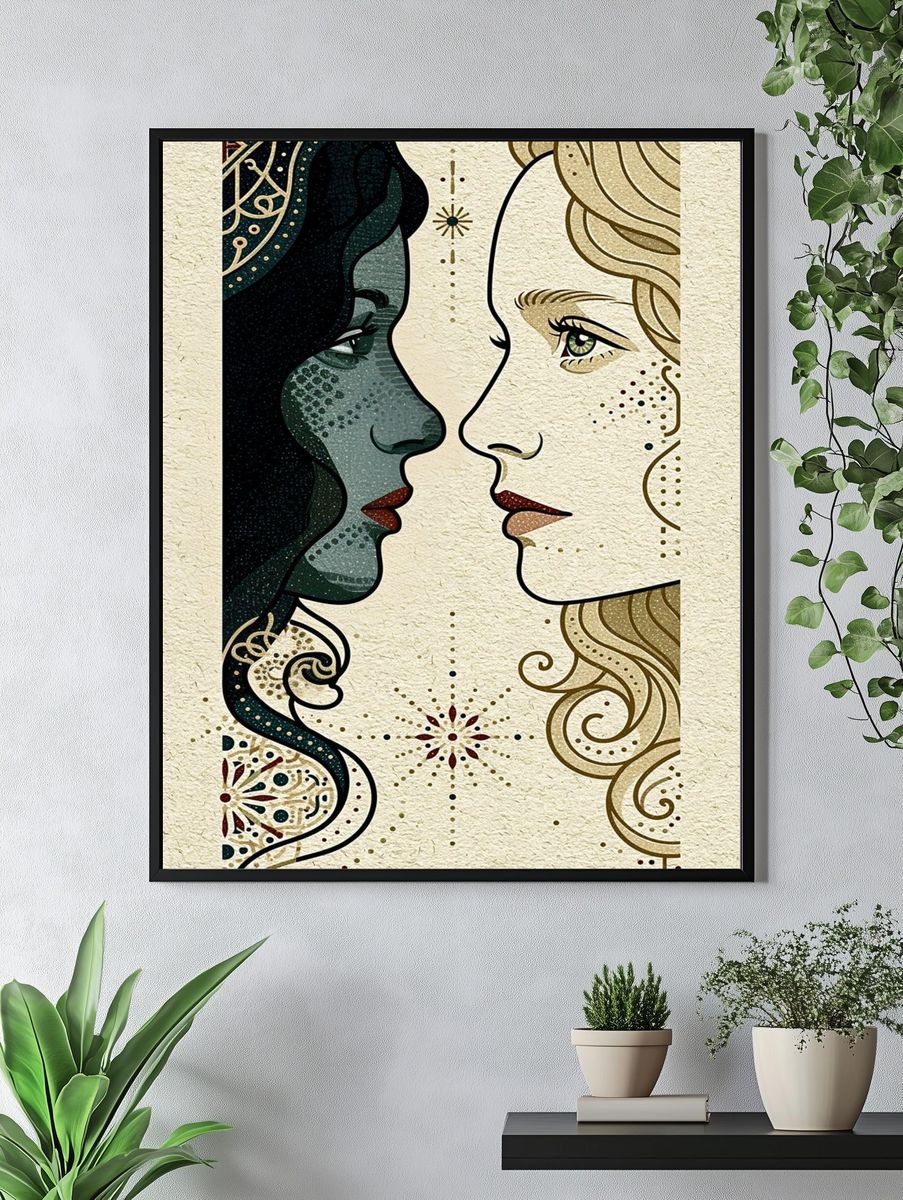 Art Nouveau Faces Poster. — room view 4