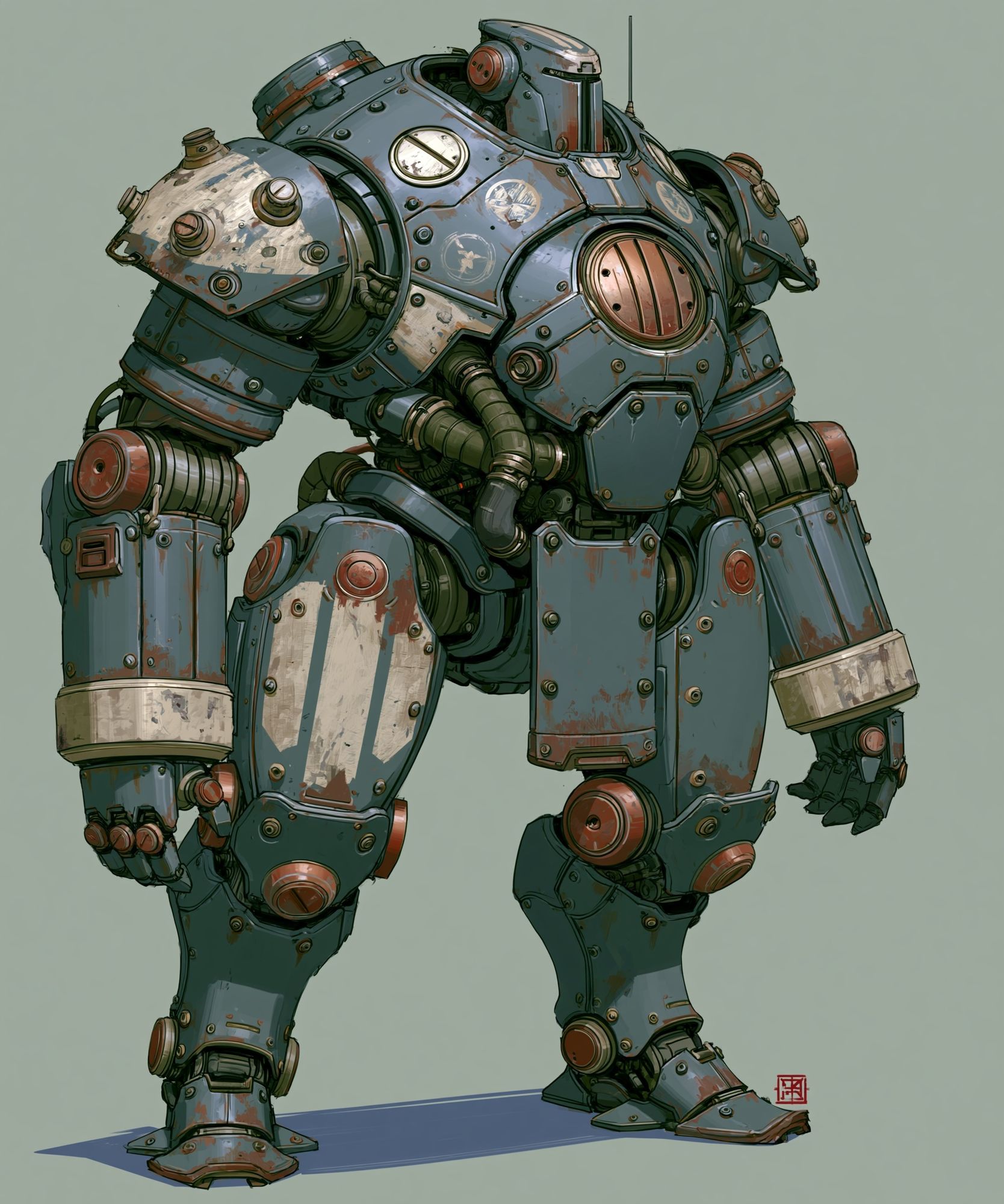 Steampunk Mech Robot Illustration Poster. poster — illustration art