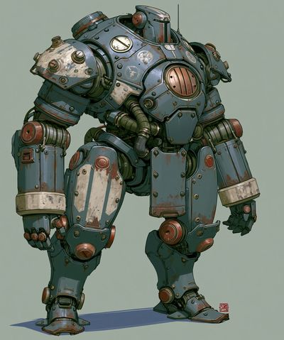 Steampunk Mech Robot Illustration Poster. poster