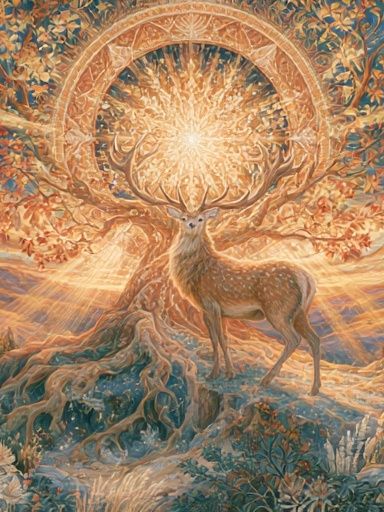 Celestial Deer Dreamscape Poster. poster detail