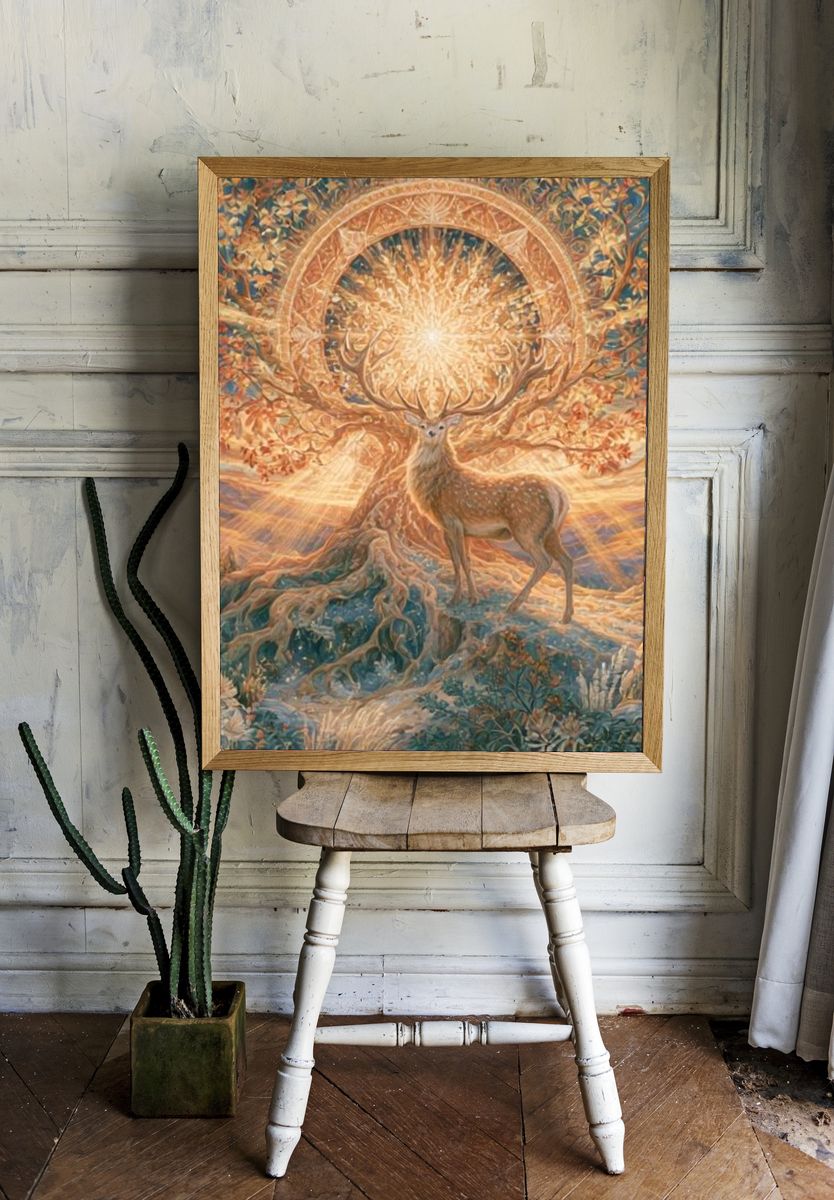Celestial Deer Dreamscape Poster. room preview