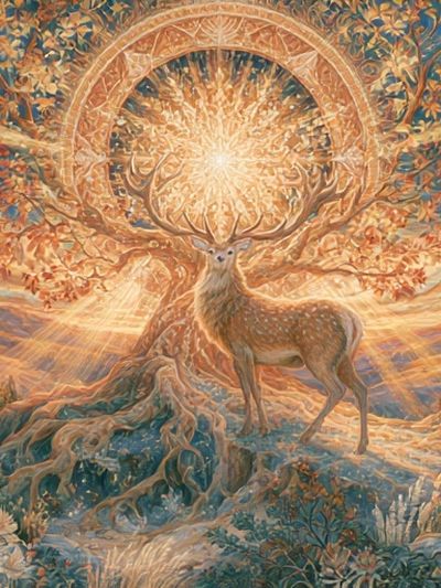 Celestial Deer Dreamscape Poster.