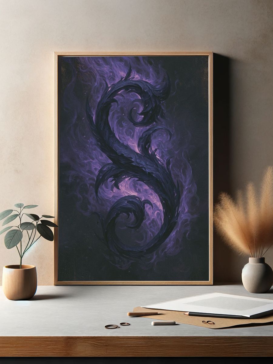 Purple Smoke Serpent Abstract Poster. — room view 2