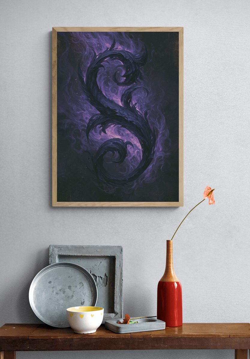 Purple Smoke Serpent Abstract Poster. — room view 3