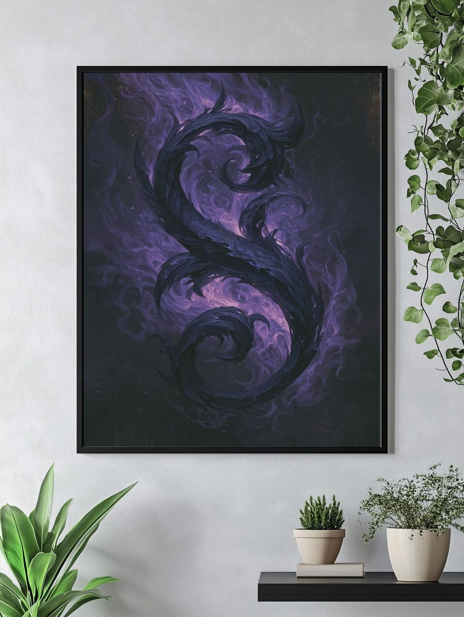 Purple Smoke Serpent Abstract Poster. — room view 4
