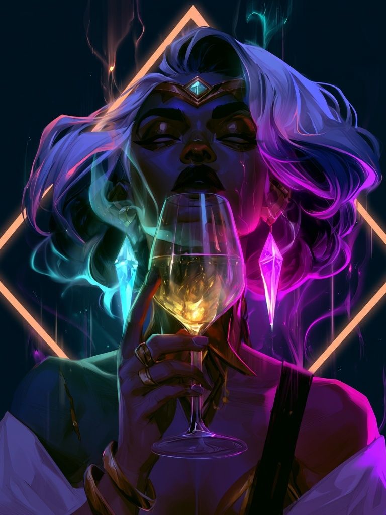 Neon Goddess Portrait Print. poster — illustration art