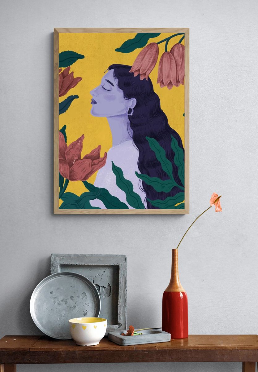 Beautiful purple woman surrounded nature. — room view 3