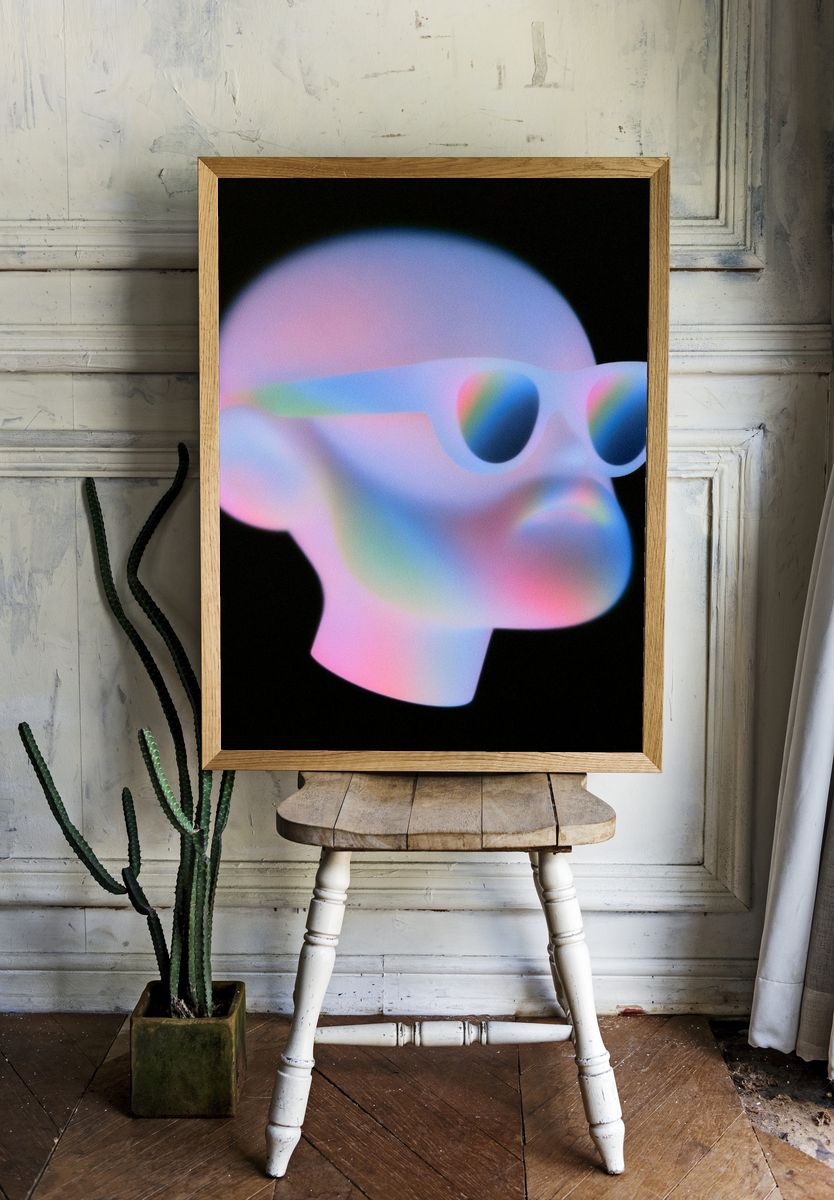 Rainbow 3D Head Illustration Poster. room preview